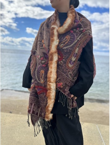 Pashmina Arm hole with fur Pashmina Arm hole with fur