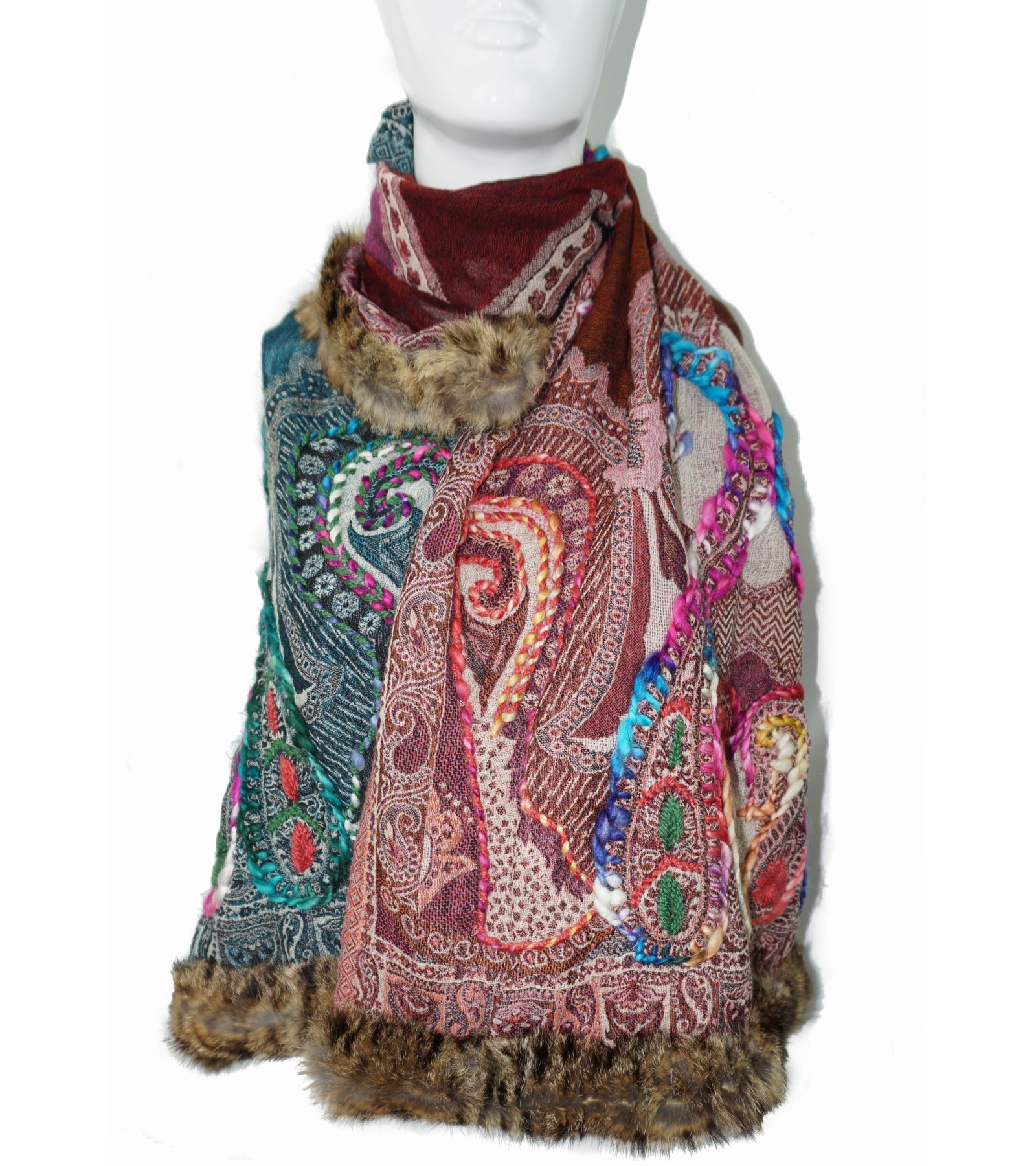 Pashmina Wool Scarf With Fur