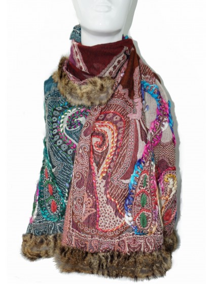 Pashmina Wool Scarf With Fur