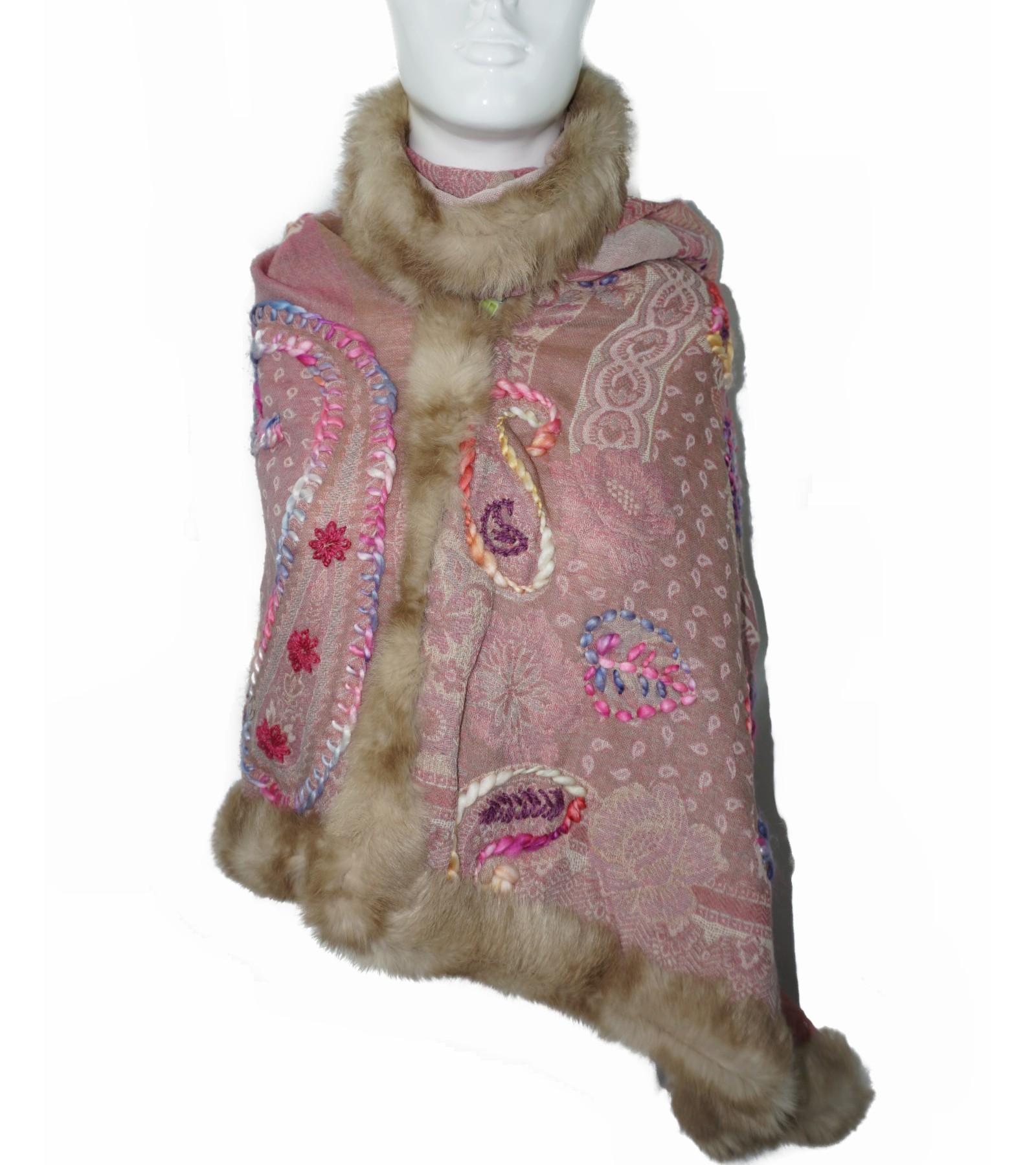 Pashmina Wool Scarf With Fur
