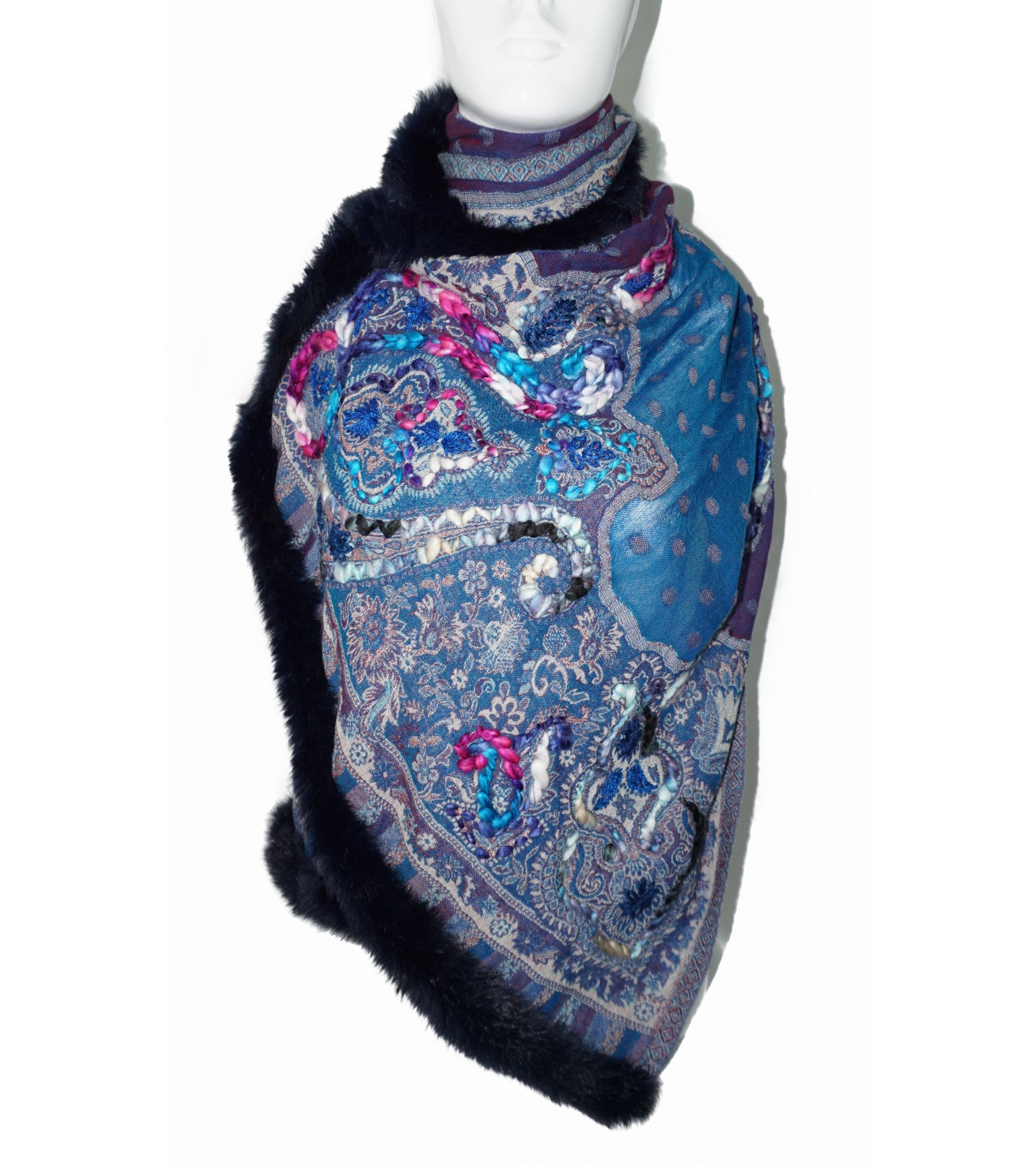 Pashmina Wool Scarf With Fur