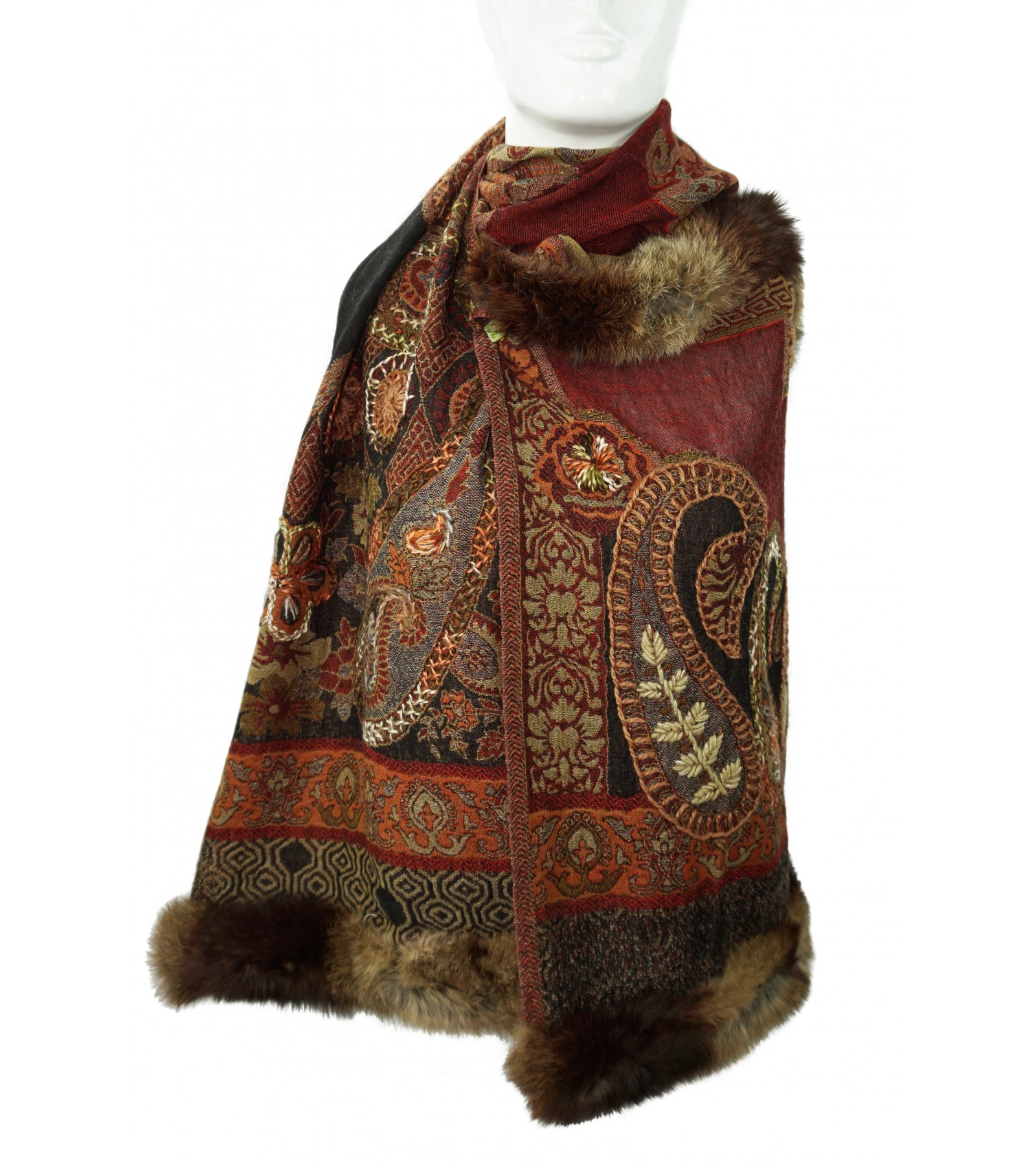 Pashmina Wool Scarf With Fur