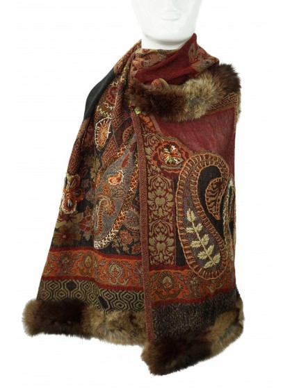 Pashmina Wool Scarf With Fur