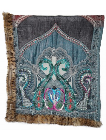 Pashmina Wool Scarf With Fur